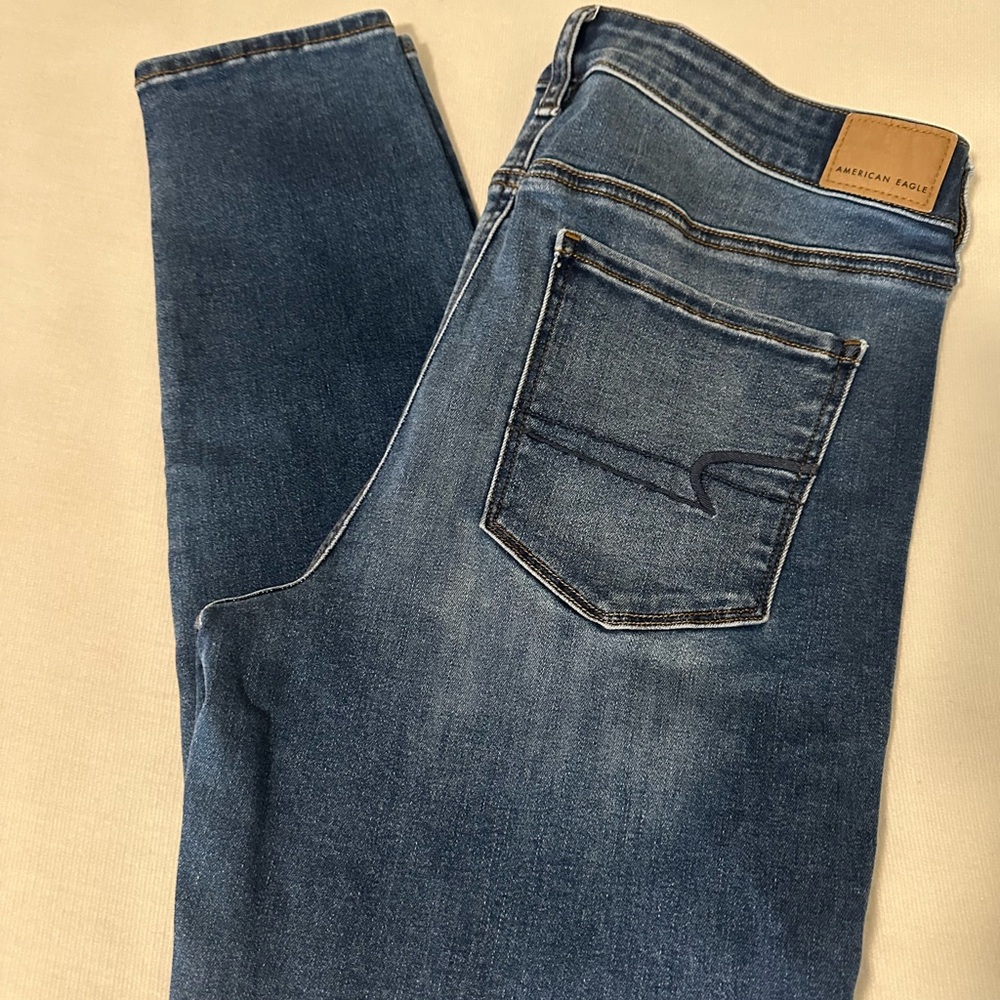 American Eagle Outfitters Dark Blue Straight Leg Jeans - Picture 6 of 8